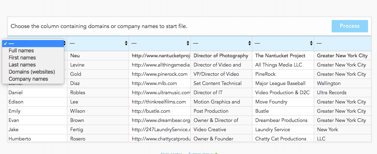 Mapping the "full names" column