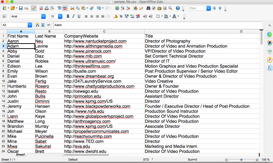 Sample file to upload to AMF's bulk search