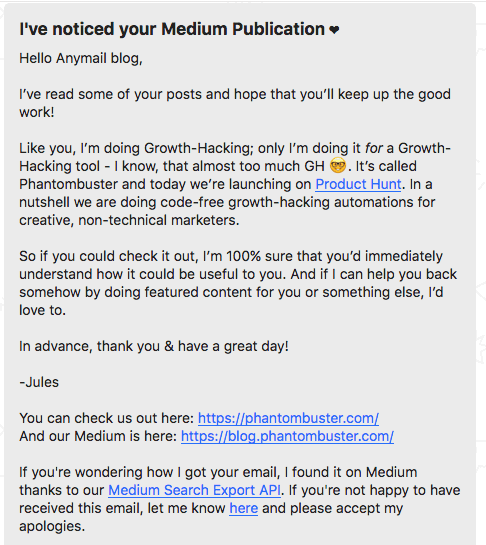 Phantombuster reachout email