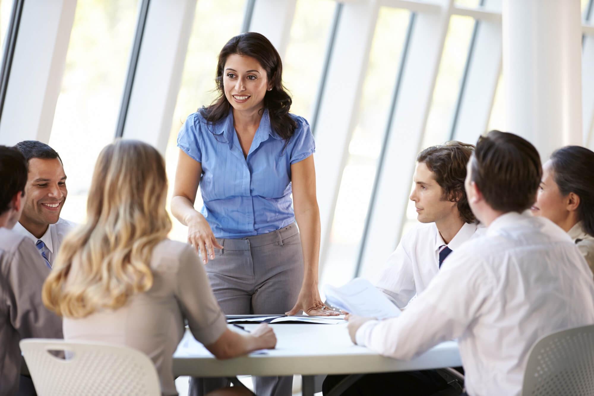 Woman leading a meeting