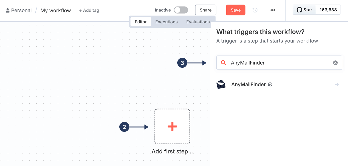 Search for Anymail Finder node